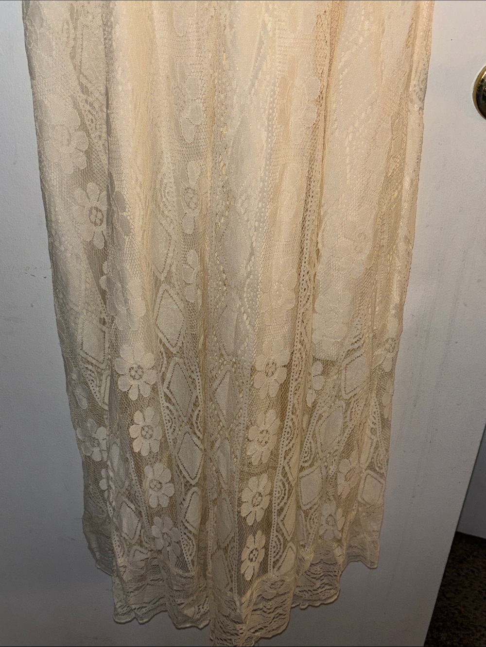 Boho Cream Lace Maxi Dress with Tassel Tie - Picture 7 of 8